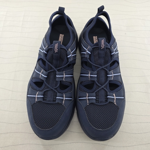 Skechers Womens Go Walk Flex SKX Navy Blue Sandals Shoes 141477 Size 12 EUC - Picture 3 of 10